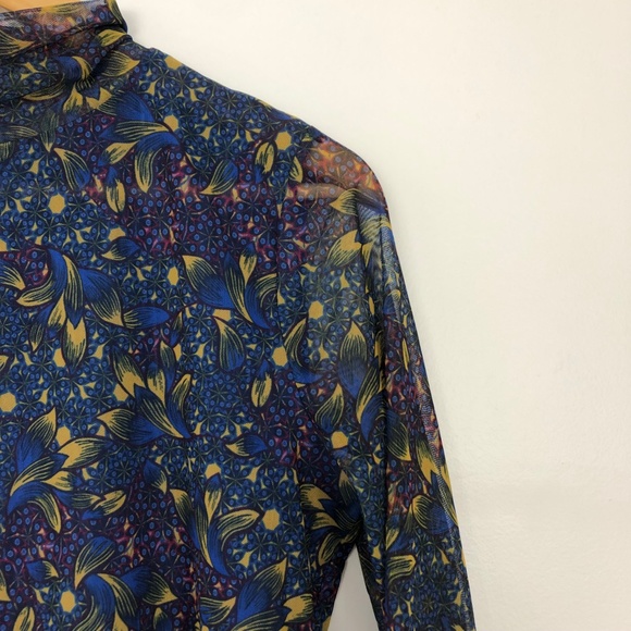 Anthropologie Patterned Mesh Turtleneck Top Blue Size Medium - Picture 4 of 4